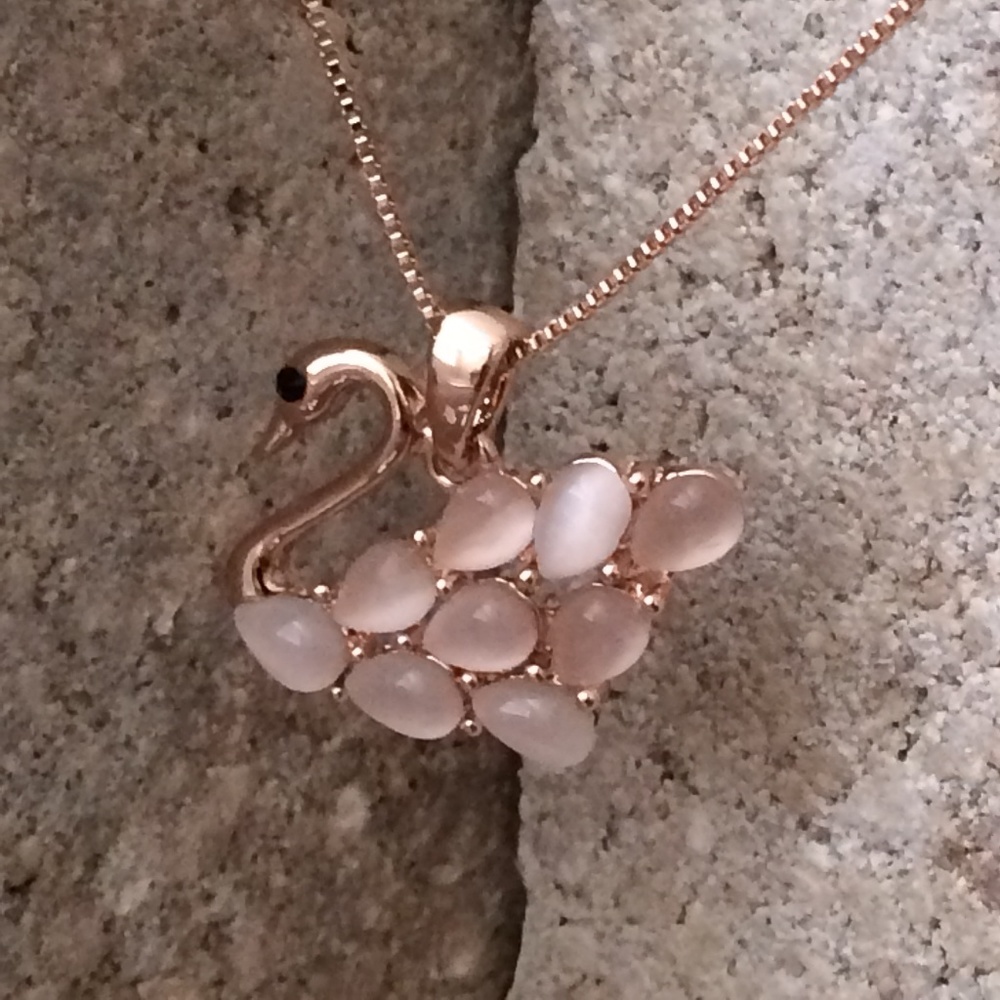 SWAN SET | 14K ROSE PLATED & CRYSTALS - Picture 3 of 6